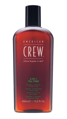 American Crew Tea Tree 3-i-1 Sjampo, Balsam og Dusjsåpe 450 ml