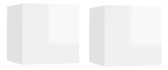 vidaXL Nattbord 2 stk høyglans hvit 30,5x30x30 cm sponplate