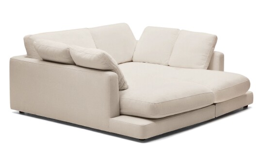Kave Home Gala 3-pers. sofa m. dobbel sjeselong, Beige Chenille stoff 1741636-01-0 1726083-01-0