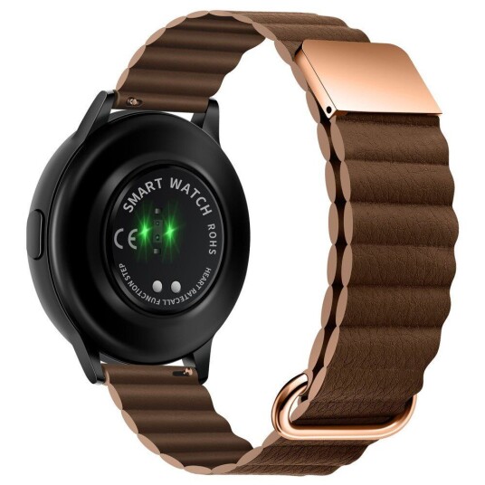 INCOVER Smartwatch-Rem 20 mm Magnetisk Litchi-Skinn - Brun / Rosegull