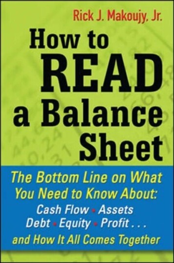 How To Read A Balance Sheet: The Bottom Line On What You Need To Know About Cash Flow, Assets, Debt, Av Rick Makoujy