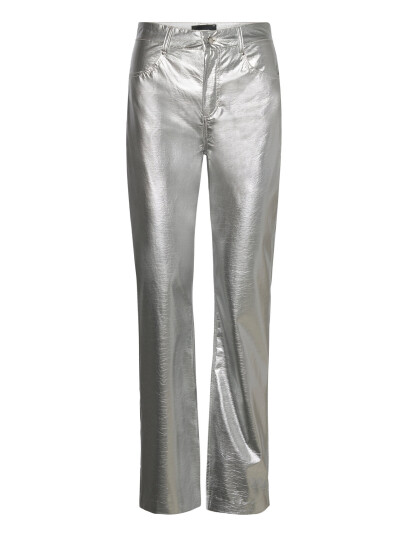 Gina Tricot Silver Pu Trousers - Silver - 36