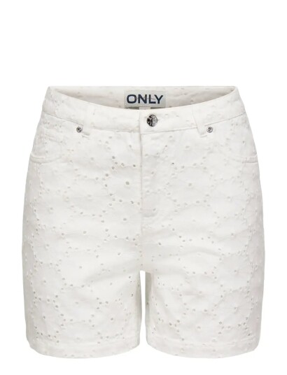ONLY Onlphine Fio Hw Anglaise Shorts Pnt White S
