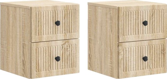 Vegghengt Nattbord med skuff 2 pcs Sonoma eik 33 x 34,5 x 40 cm