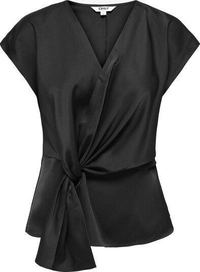 Only Bluse Onldune S/L Wrap Knot Top Wvn Svart