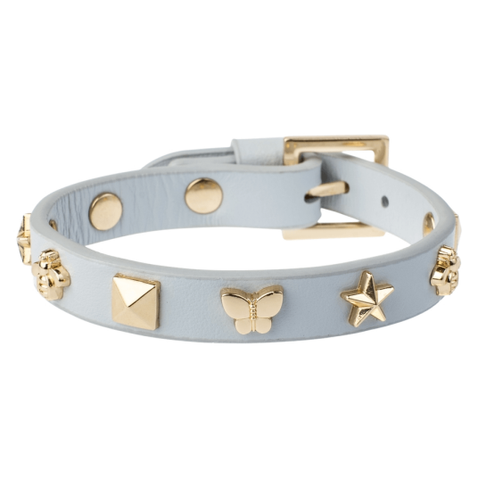 DARK Leather Sign Stud Bracelet Cool Blue 1pcs