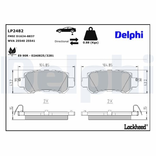 Bremseklosser DELPHI LP2482 Bremseklosser DELPHI LP2482
