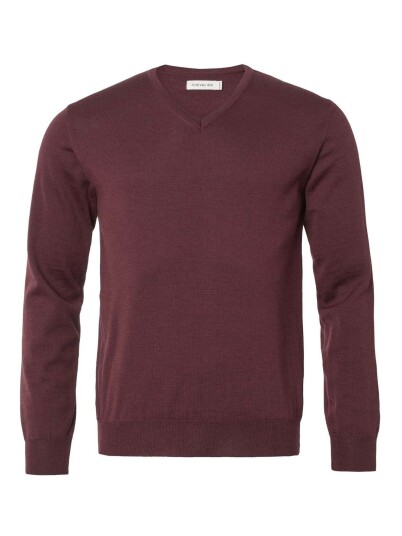 Chevalier Aston V Neck Merino Pullover Men Wine Red S
