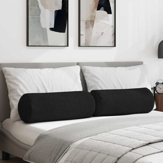 Bolster puter 2 pcs Svart Ø 25 x 70 cm stoff