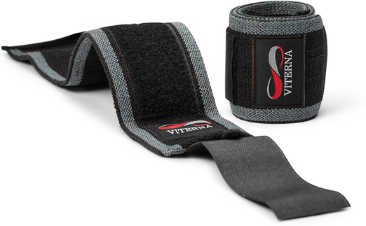VITERNA Premium Reinforced Wrist Wraps 45 cm, svart/grå
