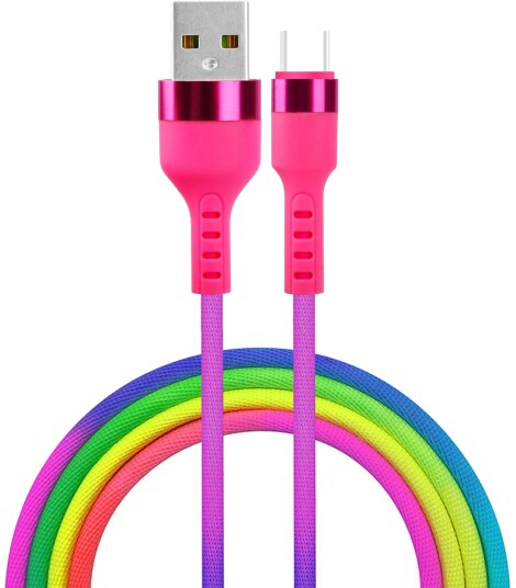 Telforceone Setty Usb Til Usb-C-Kabel 1,2 M 2,1A Kna-C-1.22.113 Regnbue