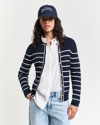 GANT Ribbed Breton Cardigan Evening Blue L GANT Ribbed Breton Cardigan Evening Blue L