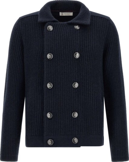 Brunello Cucinelli, Herre, Strikkevarer, Blå, M,