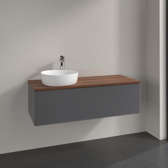 Villeroy & Boch Antao Servantskap med 1 skuff 120x50x36 cm m/lys Antrasitt/Valnøtt