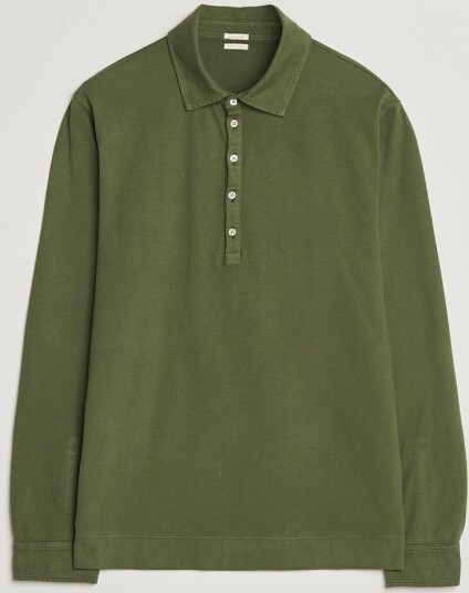 Massimo Alba Raya Long Sleeve Polo Moss Green