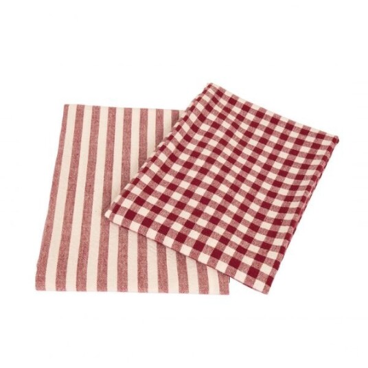Scandinavian Home Kjøkkenhåndklær 2 pakke Rut/rand 50x70 Cm