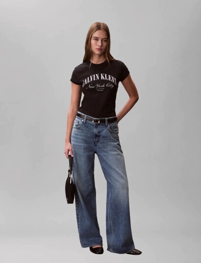 Calvin Klein Jeans Ss Graphic Logo Baby Tee Black S