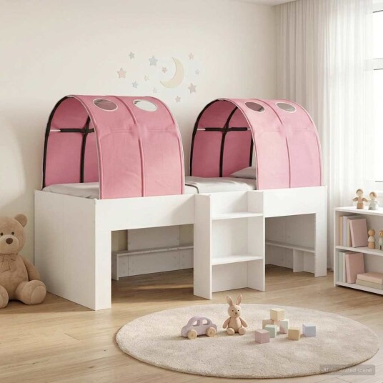  Seng med tunnel 4 pcs Hvit og rosa Konstruert tre