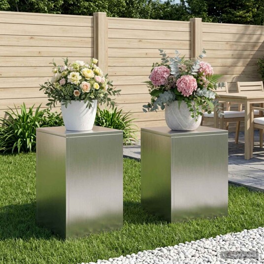 vidaXL Planteholder 2 pcs Sølv 30 x 30 x 40 cm Stål