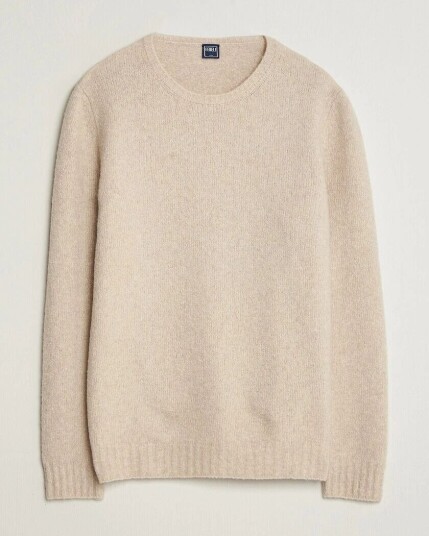 Fedeli Cashmere Blend Boucle Sweater Light Grey