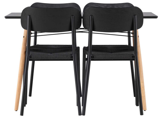 Venture Design Danburi & Polly spisegruppe Svart/svart 4 stoler & bord 120 x 60 cm