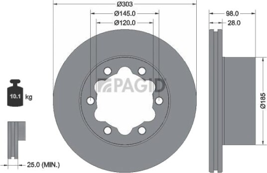 PAGID 55953NC Bremseskive PAGID 55953NC Bremseskive