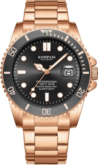 Kompass Grand Diver Rose Gold Black