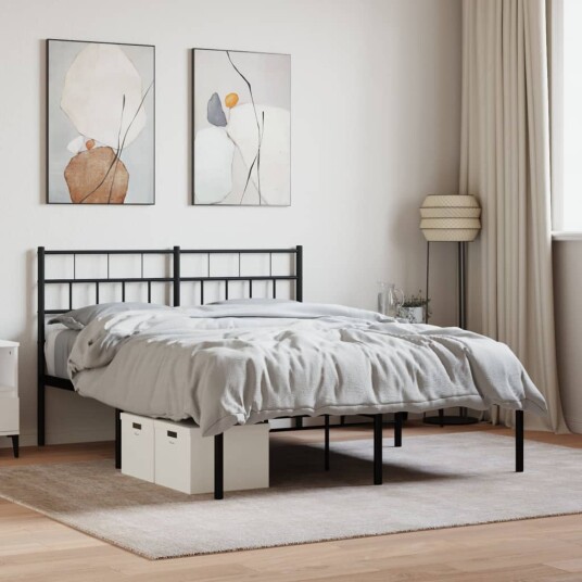 vidaXL Sengeramme i metall med hodegavl svart 140x190 cm 8721012188600