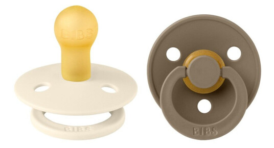 BIBS Pacifier Colour Latex Ivory/Dark Oak Size 1 2pcs