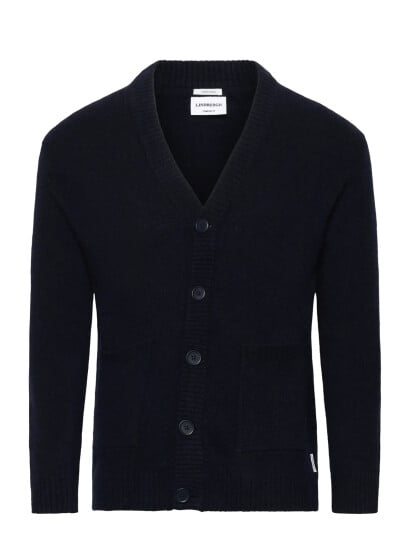 Lindbergh Lambswool Button Cardigan - Navy - S Lindbergh Lambswool Button Cardigan - Navy - S