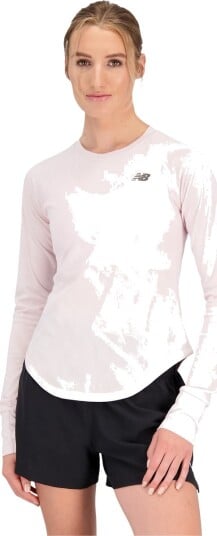 New Balance Q Speed Jacquard Langermet Løpe T-skjorte Dame Lyserosa M