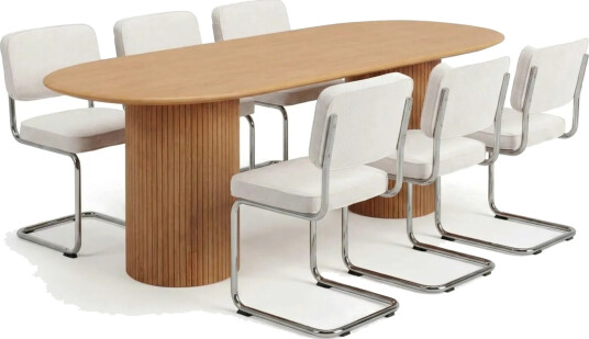 Kopparbo spisegruppe oval 180 cm eik med 6 Milva spisestoler Eik Kopparbo spisegruppe oval 180 cm eik med 6 Milva spisestoler Eik
