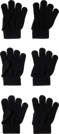 Name It Hansker - Nei - Strikk - NknMagic - 3-pack - Svart - Name It - 7-9 år (122-134) - Handsker