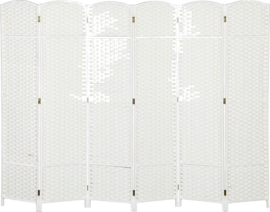 6 panels sammenleggbar romdeler – hvit slitesterk personvernskjerm