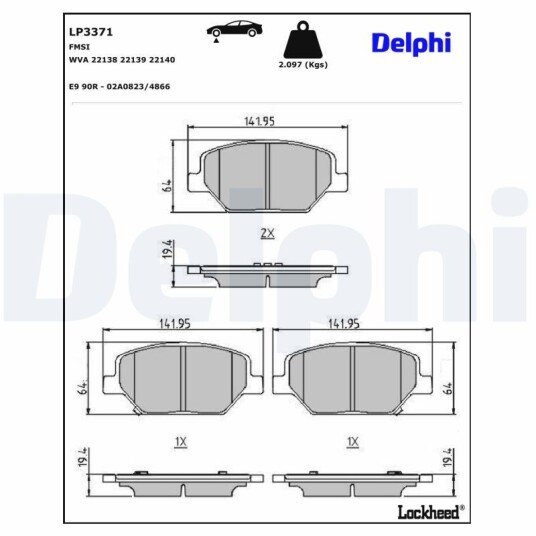 Bremseklosser DELPHI LP3371 Bremseklosser DELPHI LP3371
