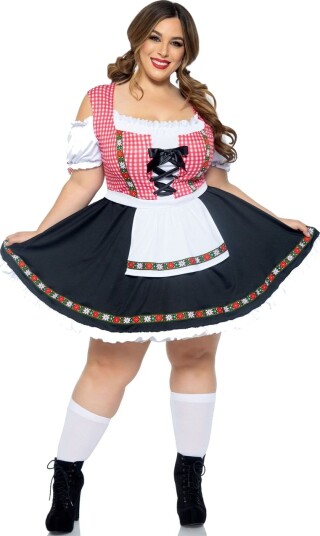 Leg Avenue Svart og Rød Oktoberfestkostyme til Dame Store Størrelser