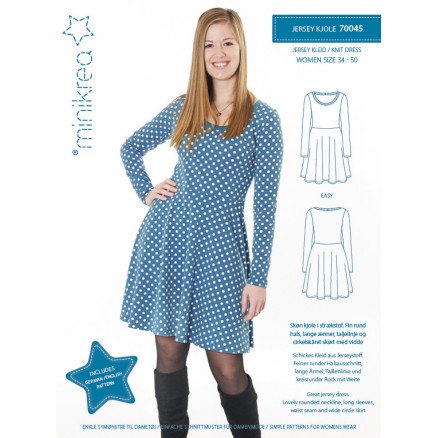 MiniKrea Snittmønster 70045 Jersey Kjole str 34 50 MiniKrea Snittmønster 70045 Jersey Kjole str 34 50