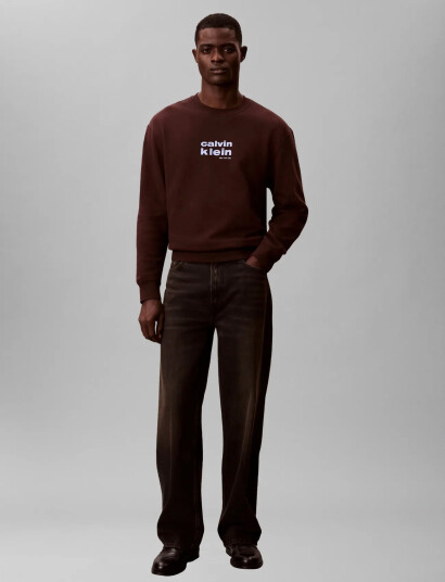 Calvin Klein Ls 350Fleece Retro Graphic Crewn - Brown - S Calvin Klein Ls 350Fleece Retro Graphic Crewn - Brown - S