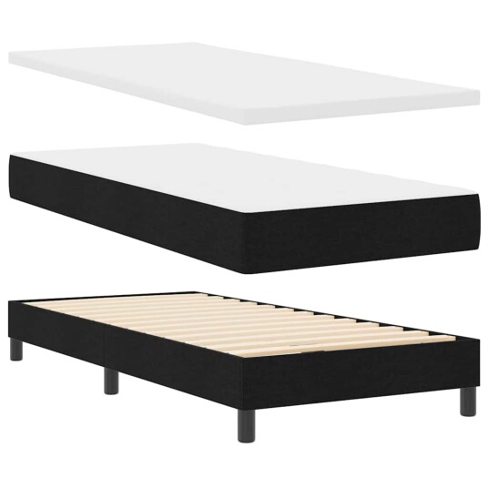 Box Spring Seng med Madrass Svart 90x200 cm Stoff