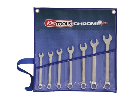 Ks Tools 518.3020, 1/2,3/4,3/8,5/8,7/16,9/16,11/16", Kromfarget, Kromvanadiumstål, 15°, 730 G, 7 Stykker