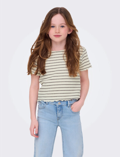 Kids Only Koganits Life S/S Cropped Top Jrs - Cream - 122-128 Kids Only Koganits Life S/S Cropped Top Jrs - Cream - 122-128