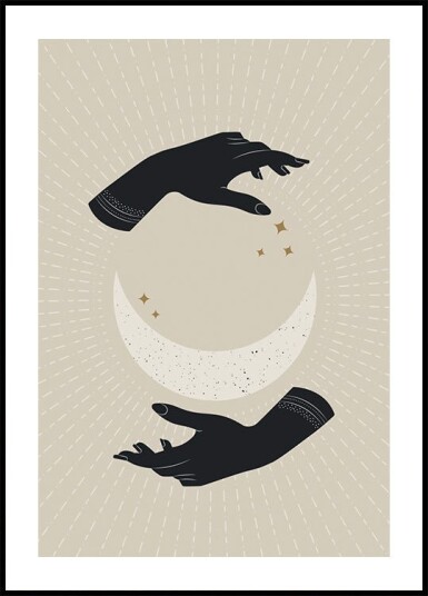 Magic of the Moon Celestial Hands and Crescent Plakat Plakat / 30x40cm