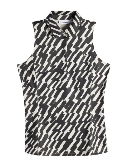 J. Lindeberg Dena Print Sleeveless Polo Black XS J. Lindeberg Dena Print Sleeveless Polo Black XS