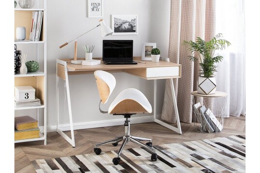 Skrivebord Quitoi 120 cm med Oppbevaringsskuff Hvit/Lysebrun