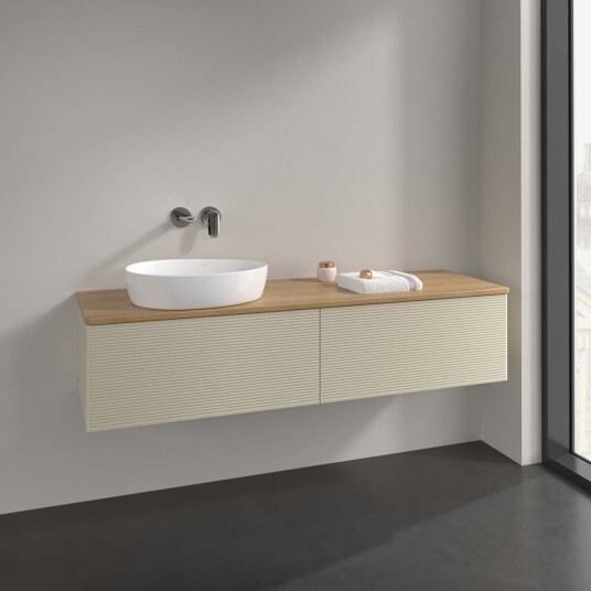 Villeroy & Boch Antao Servantskap med 2 skuffer 160x50x36 cm m/lys Grå Matt/Eik Villeroy & Boch Antao Servantskap med 2 skuffer 160x50x36 cm m/lys Grå Matt/Eik