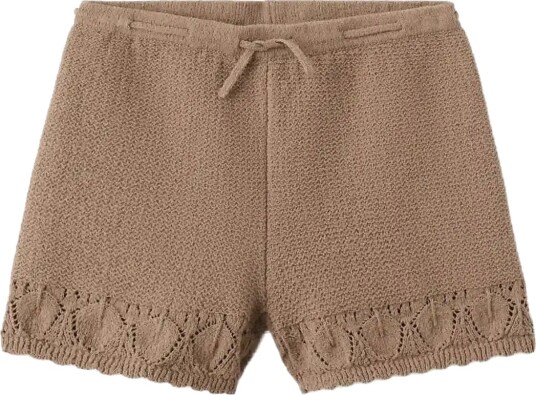 Mango Crochet Shorts With Scalloped Details Brown 13 14