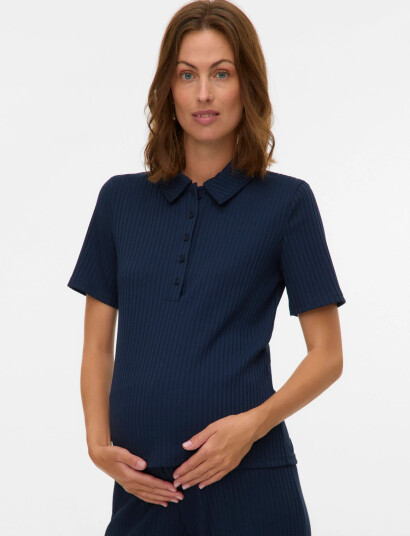 Mamalicious Mlpella Lia Ss Jrs Polo Top 2F Navy L