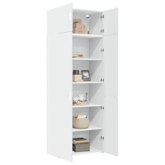  Oppbevaringsskap hvit 80x42,5x225 cm konstruert tre