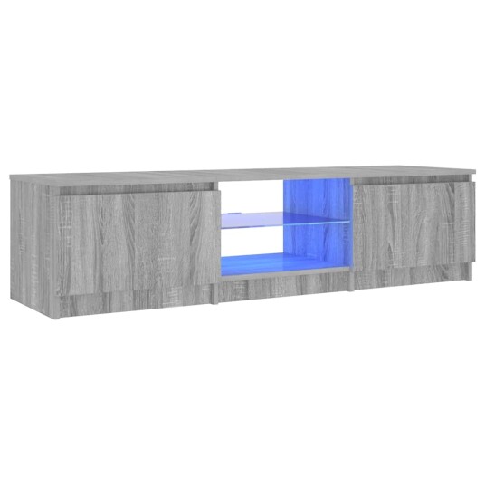 vidaXL TV-benk med LED-lys grå eik 140x40x35,5 cm