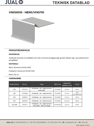 50 stk Vindkappe 75x80x1000mm. 90° svekket i begge ender. 50 stk Vindkappe 75x80x1000mm. 90° svekket i begge ender.